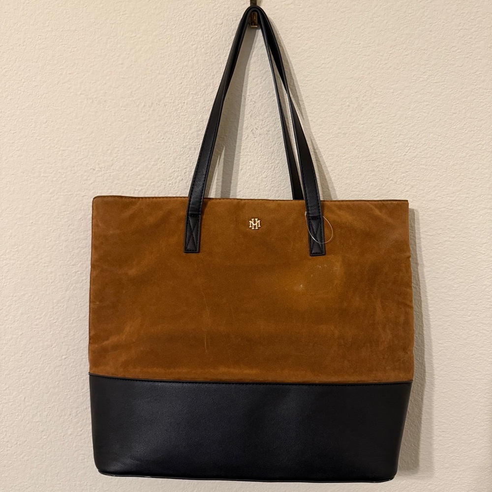 Mark & Hall Suede Brown Tote Bag w/ Matching Toiletry Bag